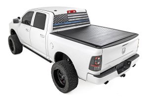 Ram 1500 Hard Roll Up Bed Cover - Rough Country - Flush, Low-Profile Design - Matte Black - '11-'18